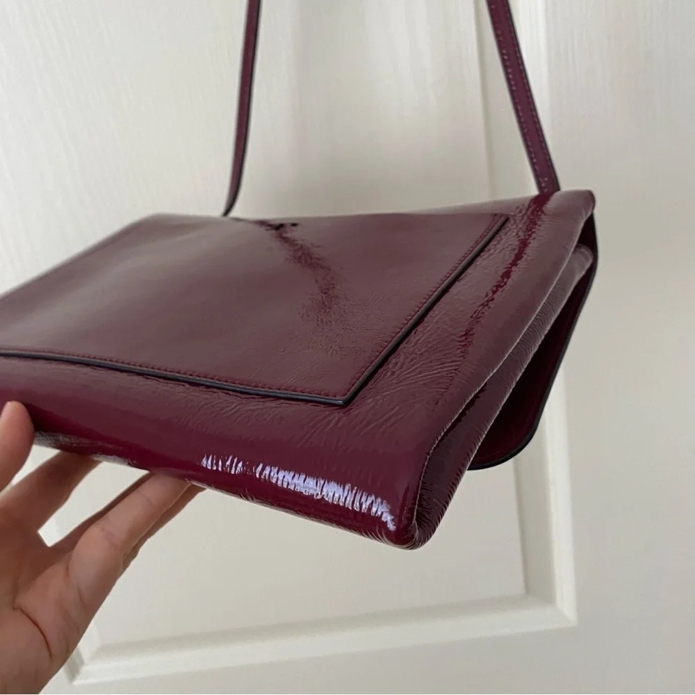 Tory Burch Burgundy Wine Red Maroon Patent Leather Shoulder Bag